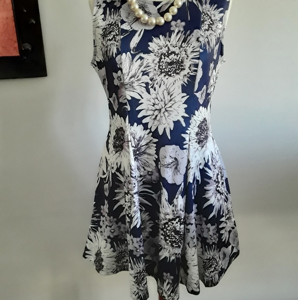 Navy & White Floral Midi Sundress